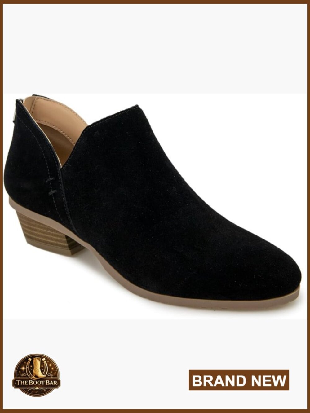 Vegan Leather Ankle Boots Low Block Heel Zip Closure Almond Toe Booties